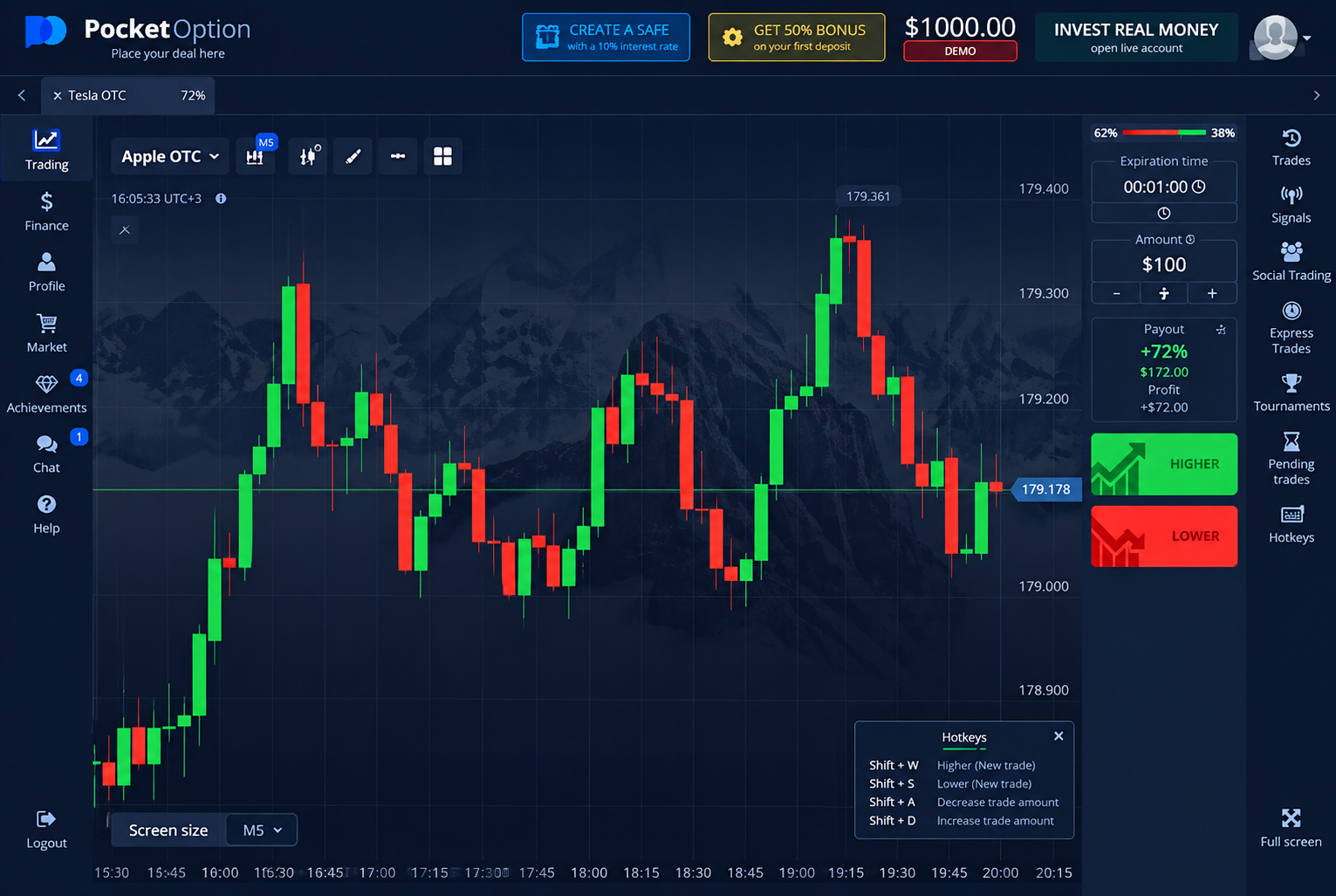 Pocket Option trading platform preview
